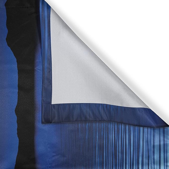 Ambesonne Night Long Kitchen Curtains, Fantasy Moon and Clouds Over Calm Water Seascape Dramatic Cloudy Dark Sky, Two Panels Drapes with Rod Pocket Room Decor, 55" x 45", Navy Blue