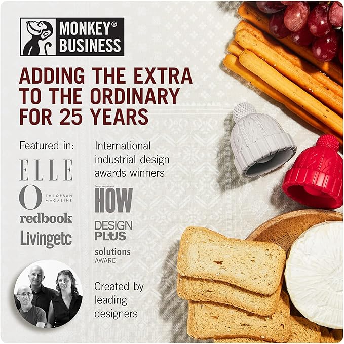 Monkey Business Silicone Wine Stopper | Seals Bottle and Keeps Wine Fresh/Cute Wine Accessories/Kitchen Gadgets/Bowler Hat Bottle Stopper (Set of 2)