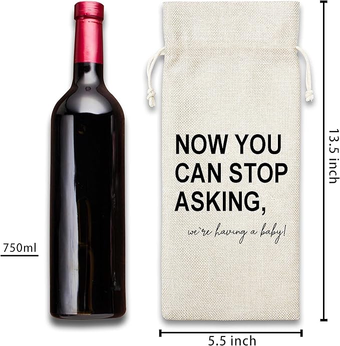 Grandparents Gifts Wine Bag - Gift For New Grandpa Grandma, Grandparents Aunt Uncle, Baby Announcement - Cotton Burlap Wine Bag (1 Pcs) - WB038