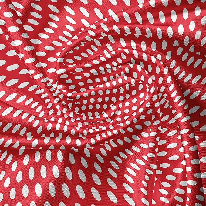 Ambesonne Retro Valance & Tier Curtain 3 pcs Set, 50s 60s Iconic Pop Art Style Big White Polka Dots Picnic Vintage Old Theme Image, Window Treatments for Kitchen Room Decor, 55" x 45", Vermilion White