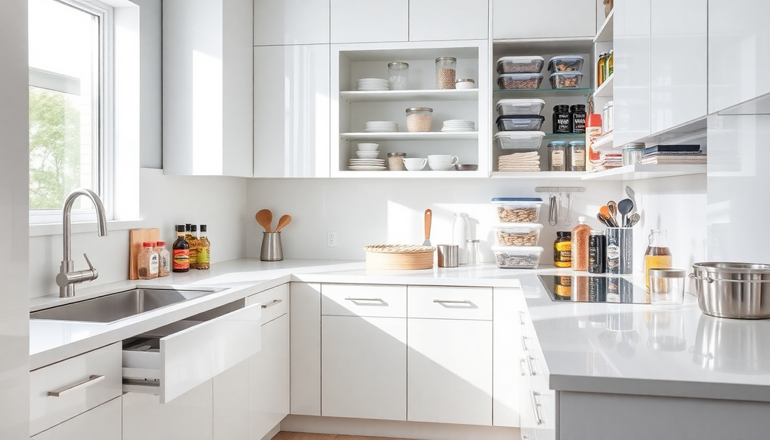 Smart and stylish kitchen organization products that maximize space and reduce clutter.