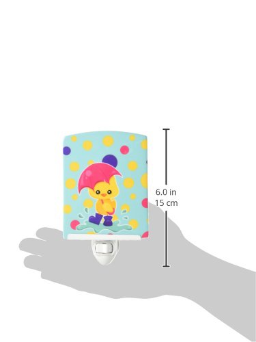 Caroline's Treasures BB7101CNL Duck in The Rain on Polkadots Ceramic Night Light Compact, UL-Certified, Ideal for Bedroom, Bathroom, Nursery, Hallway, Kitchen, 6x4x3, Multicolor
