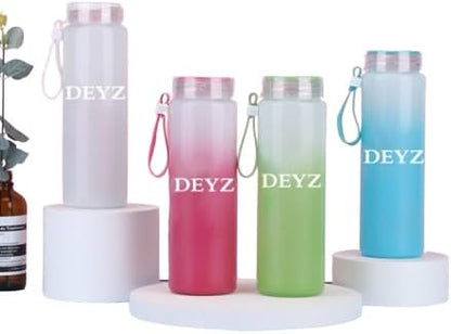 DEYZ Glass Water Bottle 16oz Fitness Drinking Glass Water Bottle PBA Free and Leak Proof Water Bottle Reusable water bottles Sport Water Bottle Gym Drinking Jug Circular Glass water Bottle (Green)