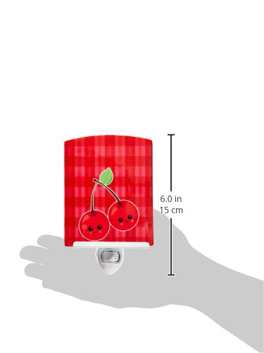 Caroline's Treasures BB6985CNL Cherry Faces Ceramic Night Light Compact, UL-Certified, Ideal for Bedroom, Bathroom, Nursery, Hallway, Kitchen, 6x4x3, Multicolor