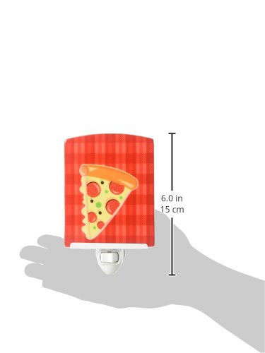 Caroline's Treasures BB7057CNL Slice of Pizza Ceramic Night Light Compact, UL-Certified, Ideal for Bedroom, Bathroom, Nursery, Hallway, Kitchen, 6x4x3, Multicolor