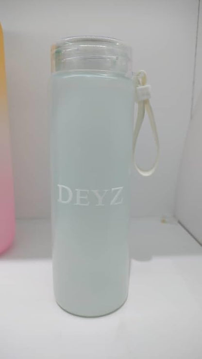 DEYZ Glass Water Bottle 16oz Fitness Drinking Glass Water Bottle PBA and Leak Proof Water Bottle Reusable water bottles Sport Water Bottle Gym Drinking Jug Circular Glass water Bottle (White)
