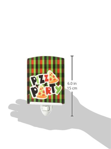 Caroline's Treasures BB7059CNL Pizza Party Ceramic Night Light Compact, UL-Certified, Ideal for Bedroom, Bathroom, Nursery, Hallway, Kitchen, 6x4x3, Multicolor