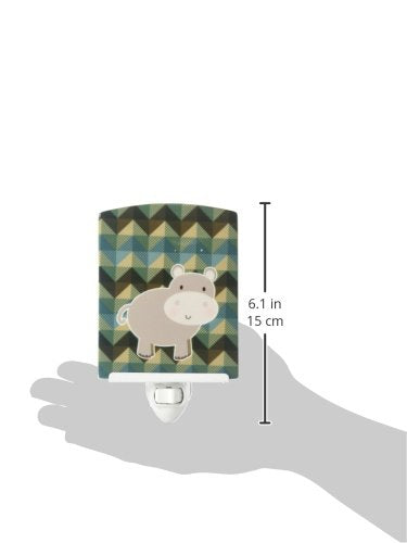 Caroline's Treasures BB7031CNL Hippopotamus Ceramic Night Light Compact, UL-Certified, Ideal for Bedroom, Bathroom, Nursery, Hallway, Kitchen, 6x4x3, Multicolor