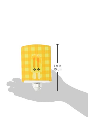 Caroline's Treasures BB7069CNL Ice Pop Popcicle Face Gingham Yellow Ceramic Night Light Compact, UL-Certified, Ideal for Bedroom, Bathroom, Nursery, Hallway, Kitchen, 6x4x3, Multicolor
