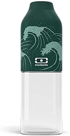 monbento - Water Bottle MB Positive M Nami 17 Oz - Leakproof Water Bottle Perfect for Work, Travel, Sport, or to Slip into a Handbag - BPA Free - Food Grade Safe - Waves Pattern - Green