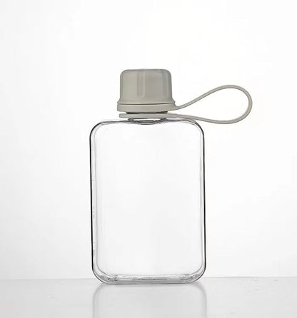Flat Water Bottle Travel Flask Portable 8.2 oz BPA Free Tritan Square Water Bottles Leakproof Slim Water Bottle for Purse Travel Pocket Sports Fitness (Grey, 8.2 OZ)