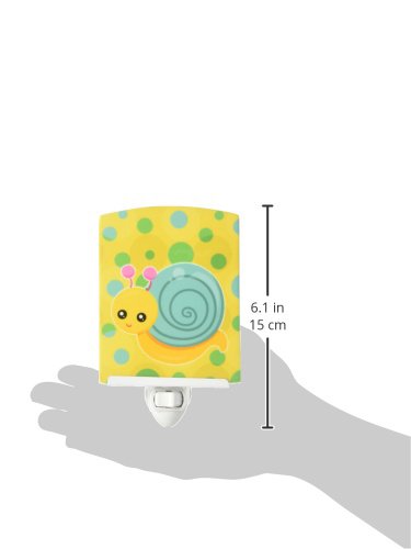 Caroline's Treasures BB7104CNL Snail on Polkadots Ceramic Night Light Compact, UL-Certified, Ideal for Bedroom, Bathroom, Nursery, Hallway, Kitchen, 6x4x3, Multicolor