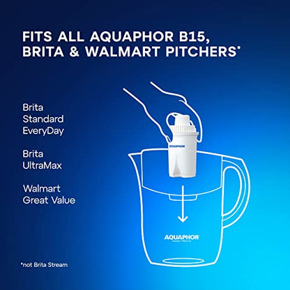 AQUAPHOR Ideal 7-Cup Water Filter Pitcher - White with 1 x B15 Filter - Fits in The Fridge Door - Reduces Limescale and Chlorine - Ideal for Seven Cups