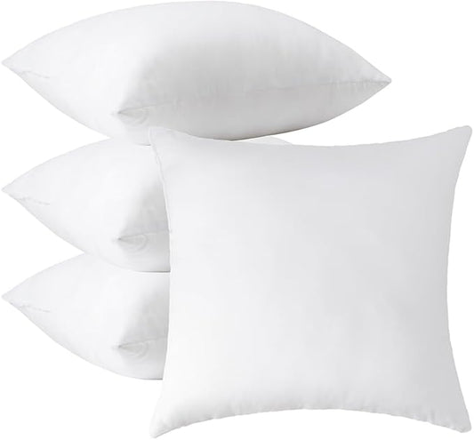 Pack of 4 Throw Pillow Inserts, 18 x 18 Square Cushion Inner Soft Fluffy Plump Stuffer Cushion Pads White Decorative Pillow Inserts (20x20 Inch (Pack of 4))