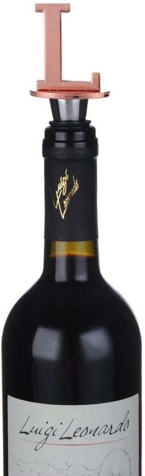 Miicol Wine Bottle Stopper, Prosecco Stopper, Rose Gold Wine Stopper, Personalised Champagne Stopper, Initial Wine Stopper, Funny Prosecco Gift, Wine Lovers Gift, Kitchen Decor, Letter L