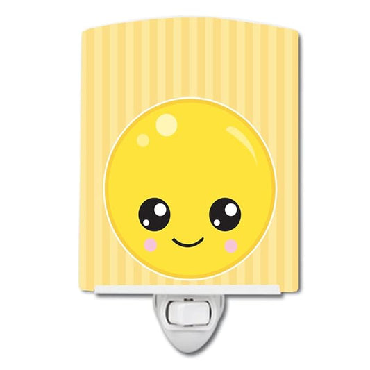 Caroline's Treasures BB8727CNL Smily Face Ceramic Night Light Compact, UL-Certified, Ideal for Bedroom, Bathroom, Nursery, Hallway, Kitchen, 6x4x3, Multicolor