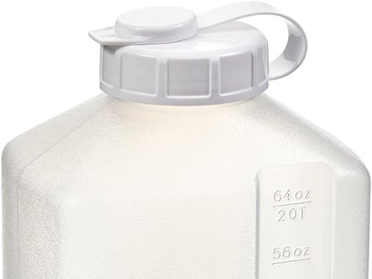 2-Quart (64 fl. oz) Water Bottle Refrigerator Shaker Bottle, Pitcher, Bottle, Engraved Measurements, Mixer Bottle, Leak Resistance, Dishwasher Safe, BPA Free, with Easy-Pour Spout