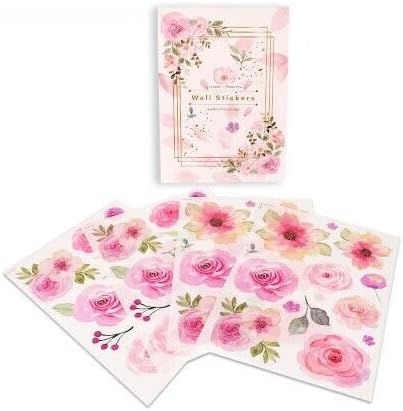 Pink Flower Wall Decals - Flower Peel and Stick Wall Stickers Vinyl Peony Floral Wall Stickers Pastel Flower Decor for Girls Bedroom Nursery Classroom Living Room (Pink Flower)