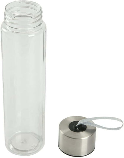 DipSip Water Bottle plastic 18 oz Stainless Steel Screw Cap Lid with Strap (Clear), 9
