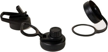 Sports Water Bottle - 32 Oz 3 Lids Straw Lid Leak Proof (Straw, Spout and Handle Lid)- Stainless Steel Sport and Gym, Travel Bottles for Men, Women -Insulated Thermos (Midnight Black)