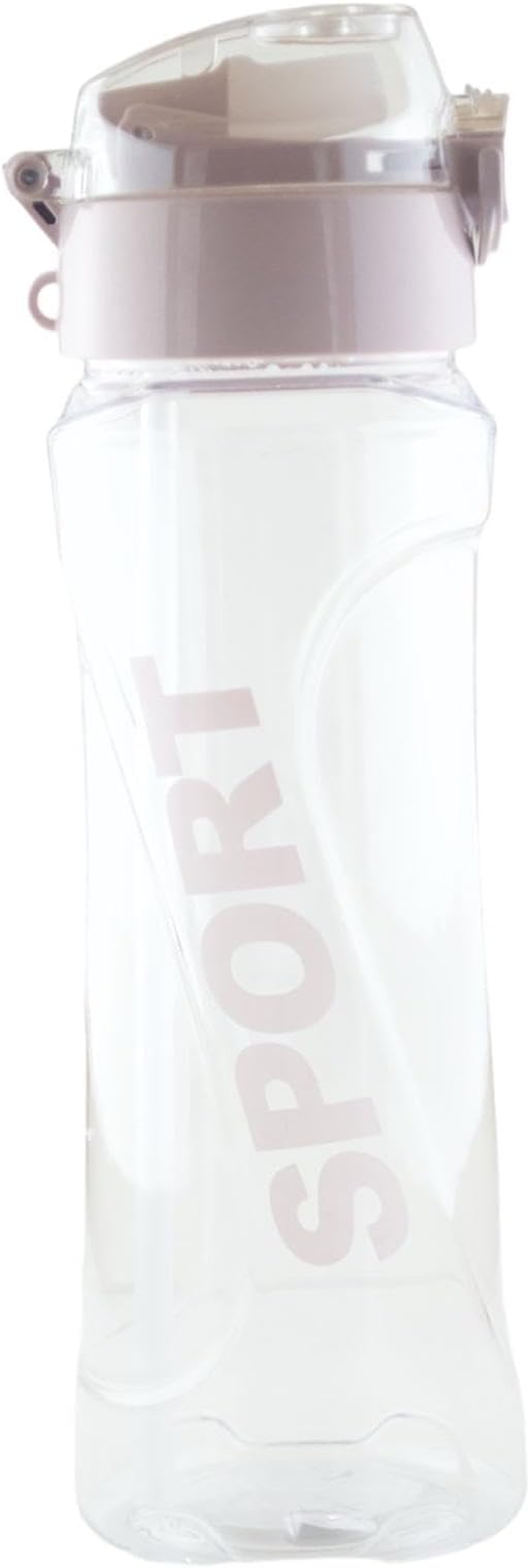 Sports water bottle with straw, easy to drink, easy to carry 22 Oz (Transparent)