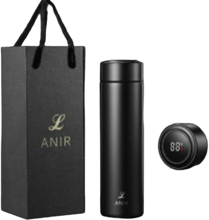 LIQUID WATER BOTTLE, 40oz Stainless Steel Water Bottle with Time Display and Leak-Proof Flip Top, Motivational Quote for Fitness, Gym, Work, Travel (Black) (Black), large