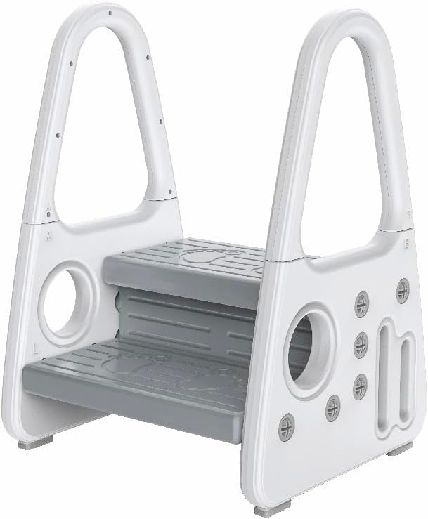 Toddler Step Stool for Bathroom Toilet Potty Training Children Step Ladder Step Stool for Kids with Safety Handles (Two Floor)