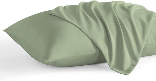 800 Thread Count 100% Egyptian Cotton Toddler Pillowcases Set of 2, Super Soft and Breathable Zipper Closer Travel Pillow Cases, 16x20 Inches, Moss Solid