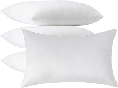 Pack of 4 Throw Pillow Inserts, 18 x 18 Square Cushion Inner Soft Fluffy Plump Stuffer Cushion Pads White Decorative Pillow Inserts (12x20 Inch (Pack of 4))
