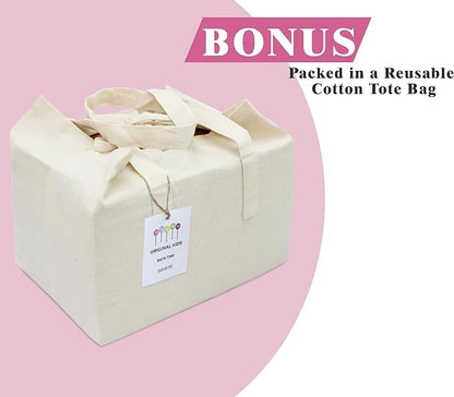 6 Piece Towel Set - Bath Time Hearts - 2 Bath Towels, 2 Hand Towels, 2 Washcloths in Bonus Tote Bag - 100% Cotton Jacquard Colorful Soft Absorbent Pool Beach Kids Towel Gift - Pink White