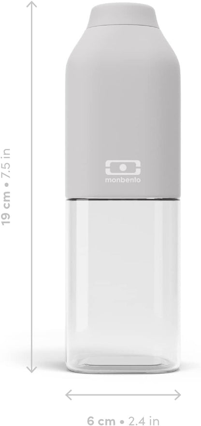 monbento - Water Bottle MB Positive M Coton 17 Oz - Leakproof Water Bottle Perfect for Work, Travel, Sport, or to Slip into a Handbag - BPA Free - Food Grade Safe - Grey