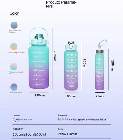 Botella Agua Motivacional (Green and Violet, 295 X 110 milimetros, Violeta y Verde, RY-010