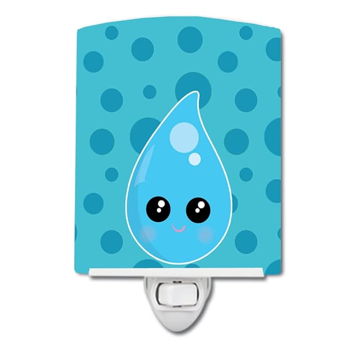 Caroline's Treasures BB7153CNL Weather Rain Drop Face Ceramic Night Light Compact, UL-Certified, Ideal for Bedroom, Bathroom, Nursery, Hallway, Kitchen, 6x4x3, Multicolor