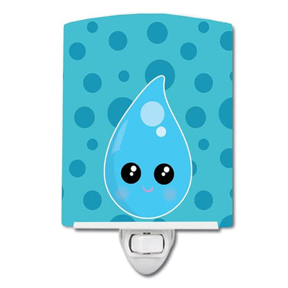 Caroline's Treasures BB7153CNL Weather Rain Drop Face Ceramic Night Light Compact, UL-Certified, Ideal for Bedroom, Bathroom, Nursery, Hallway, Kitchen, 6x4x3, Multicolor