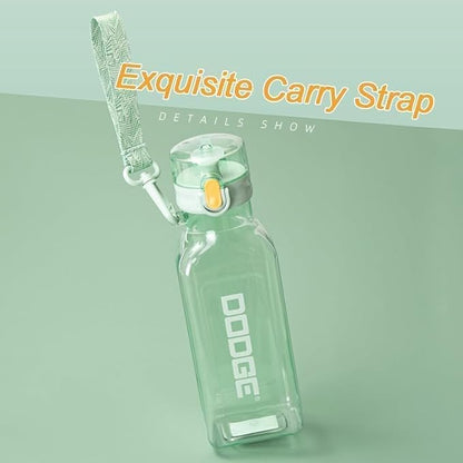 Sports Square Water Bottle 24 oz Reusable Drinking Bottle Portable Leakproof BPA-Free Plastic Water Bottles for Travel Picnic Gym Camping School(Green)