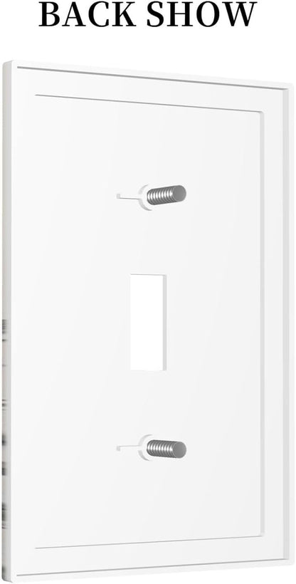 Vintage Grey Floral Herbs Wild Flowers Botanical 1 Gang Boho Light Switch Covers Decorative Country Single Toggle Wall Plate Switchcover Electrical Switchplate for Bedroom Decor