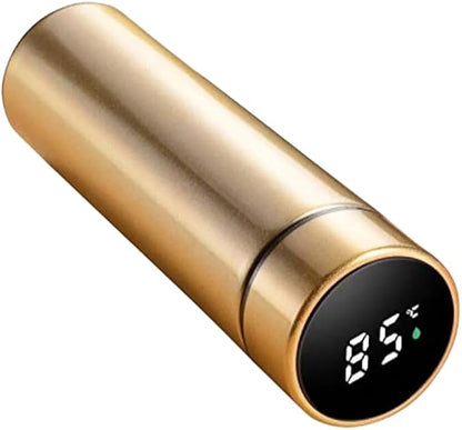 LIQUID WATER BOTTLE, 40oz Stainless Steel Water Bottle with Time Display and Leak-Proof Flip Top, Motivational Quote for Fitness, Gym, Work, Travel (Gold), large