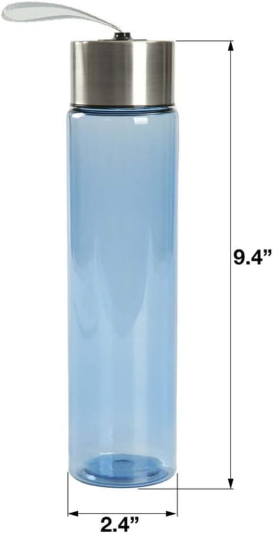 DipSip Water Bottle plastic 18 oz Stainless Steel Screw Cap Lid with Strap (Blue), 9