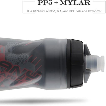 Bottle Sport Squeeze Insulated Water Bottle 20 oz BPA-Free, Sport Bike Squeeze Bottle (Black gray-20oz)