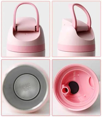 Premium Stainless Steel Water Bottle – Leak-Proof, BPA-Free with Straw and Grip – perfect for Travel, Sport, Gym and Outdoor Adventures.(White, 20 Oz)