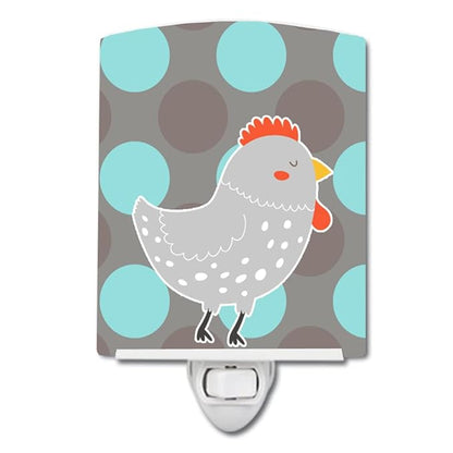 Caroline's Treasures BB6778CNL Grey Chicken Ceramic Night Light Compact, UL-Certified, Ideal for Bedroom, Bathroom, Nursery, Hallway, Kitchen, 6x4x3, Multicolor