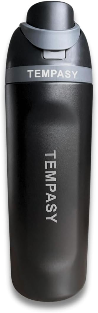 Leakproof Bpa Free - Stainless Steel Water Bottle with Straw, HAND GRIP and LID perfect for Travel, Sport, Gym and Outdoor Adventures.(20 Oz = 600 ml) (Black, 20 Oz)