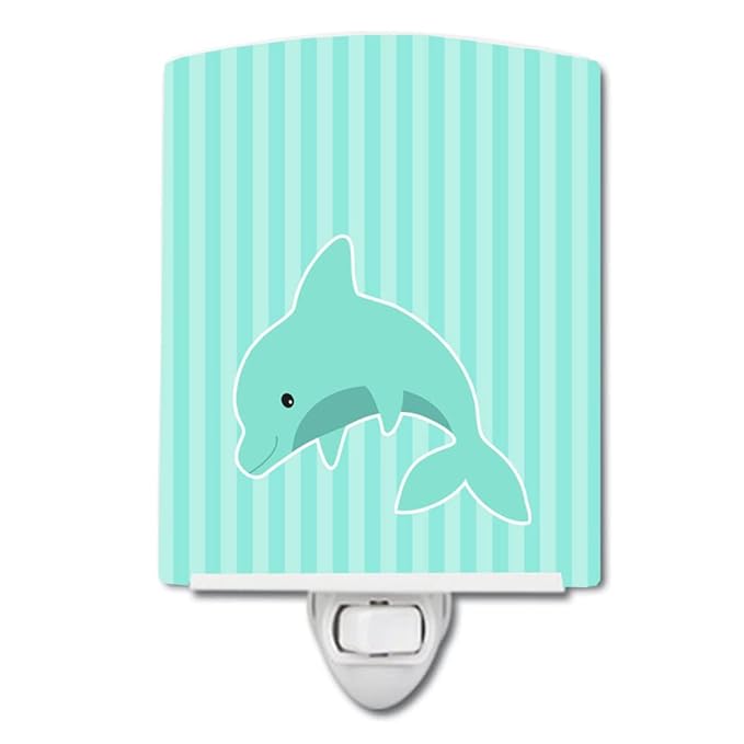Caroline's Treasures BB7120CNL Dolphin Ceramic Night Light Compact, UL-Certified, Ideal for Bedroom, Bathroom, Nursery, Hallway, Kitchen, 6x4x3, Multicolor