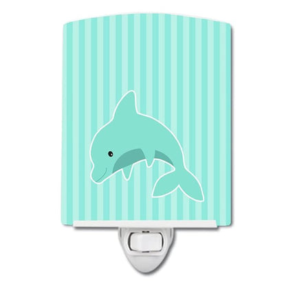 Caroline's Treasures BB7120CNL Dolphin Ceramic Night Light Compact, UL-Certified, Ideal for Bedroom, Bathroom, Nursery, Hallway, Kitchen, 6x4x3, Multicolor