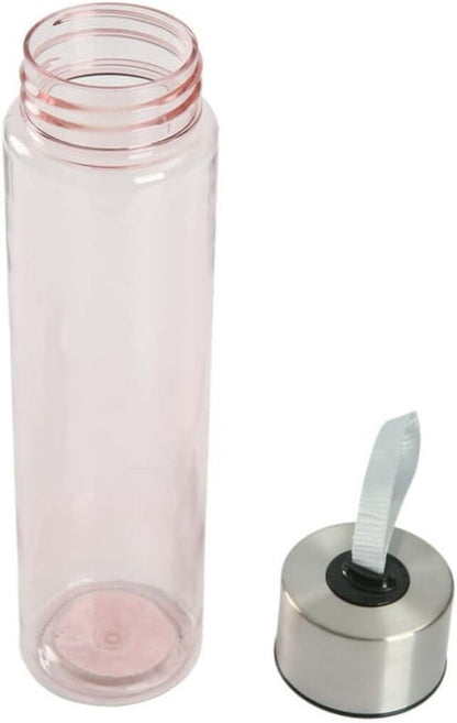 DipSip Water Bottle plastic 18 oz Stainless Steel Screw Cap Lid with Strap (Pink), 9