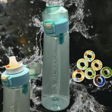 Air Water Bottle with Flavor Pods, 650ml, Workout Water Bottle, BPA Free Water Bottle, with 7 Water Bottle Flavor Pods, Sports Water Bottle Suitable for Outdoor sports, Gym, Gift (Blue, 650 ml)