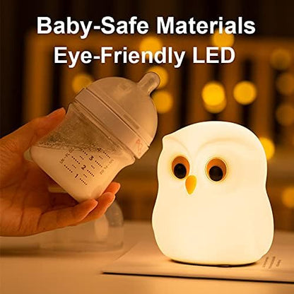 Cute Owl Kids Night Light, Birthday Gifts Room Decor Bedroom Decorations for Baby Child, LED Color Changing Soft Silicone Lamp, Gift Box