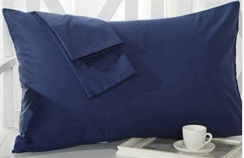800 Thread Count 100% Egyptian Cotton Toddler Pillowcases Set of 2, Super Soft and Breathable Zipper Closer Travel Pillow Cases, 16x20 Inches, Navy Blue Solid