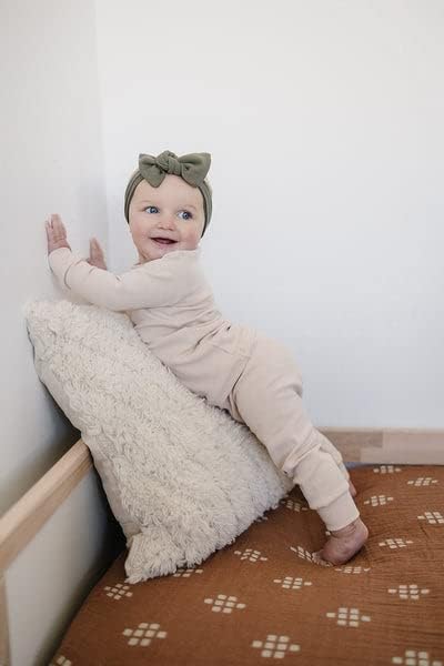 Chestnut Textile Muslin Crib Sheet by Mebie Baby, Soft and Breathable Bed Sheets for Babies, Modern Neutral Bedding for Cribs, Standard Crib Mattress Fitted Sheet,Great For Boy or Girl Room or Nursery