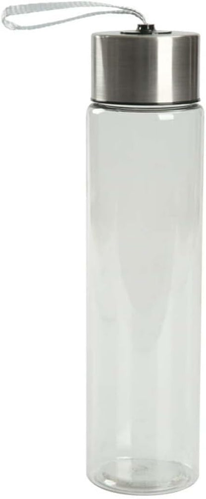 DipSip Water Bottle plastic 18 oz Stainless Steel Screw Cap Lid with Strap (Clear), 9
